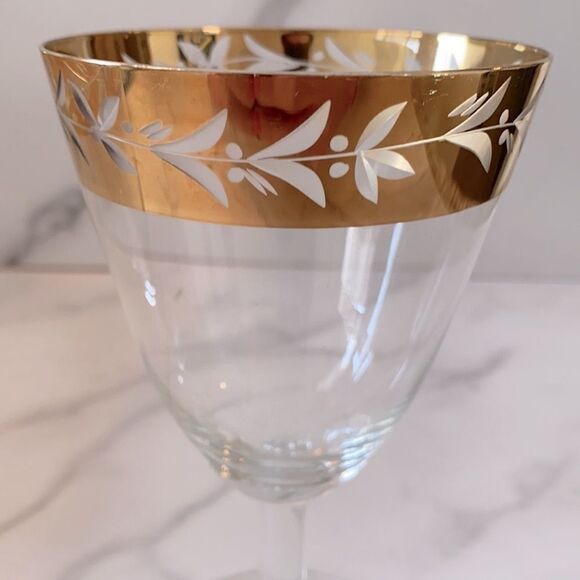 Vintage Gold Rimmed Drink Glasses Set of 2 - Picture 3 of 3